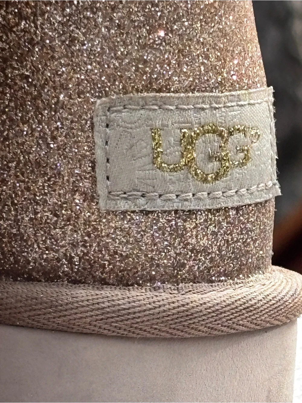 UGG Mini Bailey Bow Glitter Boots Rose Gold